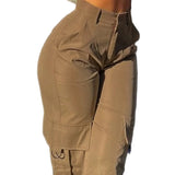 Højtaljede cargobukser til kvinder til hverdagsbrug