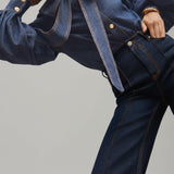 Denim-inspireret skjorte med sløjfe