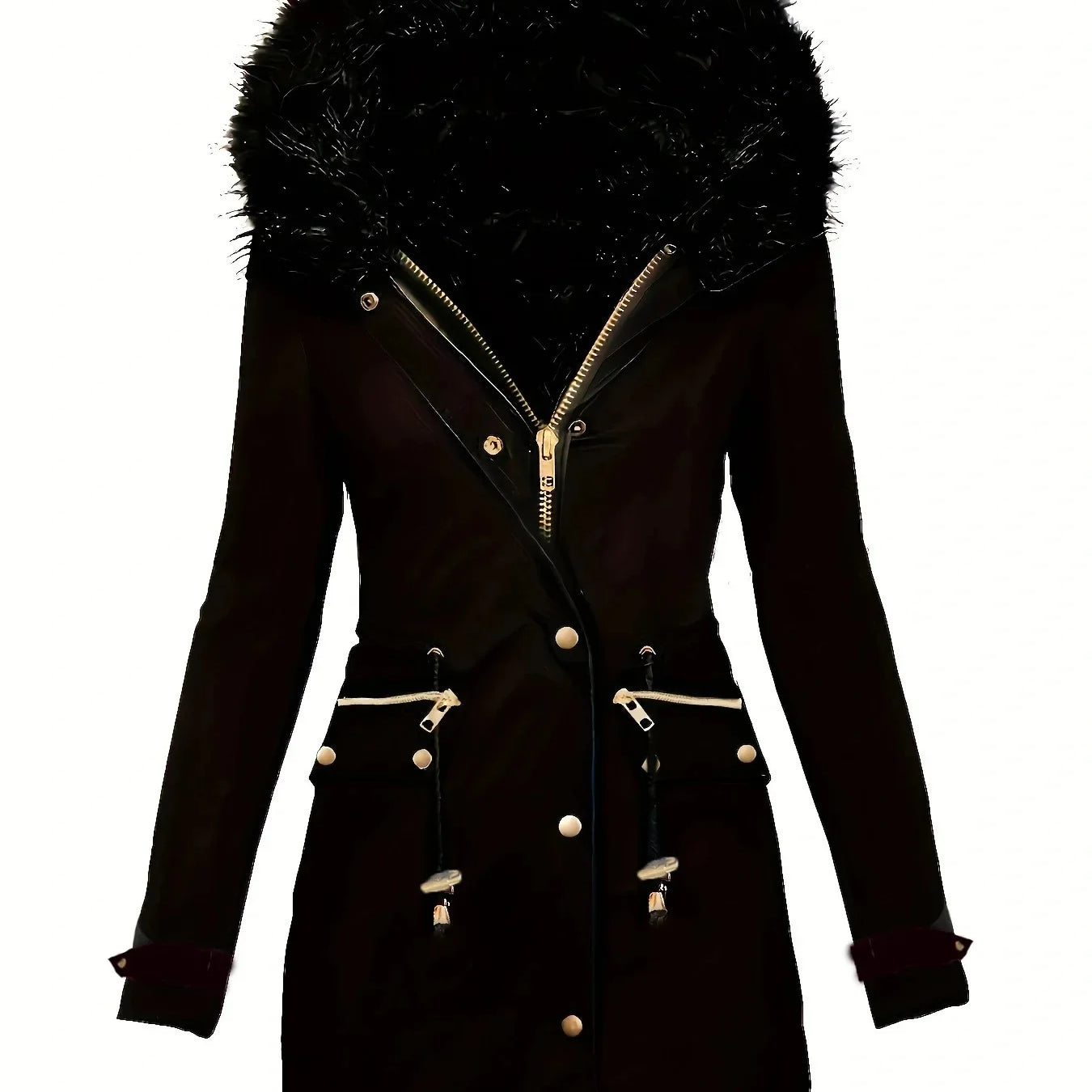 Chic vinterjakke med plys hætte