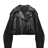 Oversized vintage jakke til kvinder i syntetisk læder