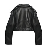 Oversized vintage jakke til kvinder i syntetisk læder