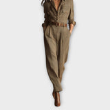 Skræddersyet ternet jumpsuit med bælte