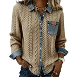 Amber | Patchwork-Striktop med Denimdetaljer