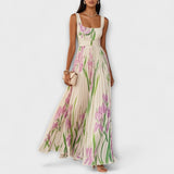 Foldet blomstret chiffon maxi-kjol