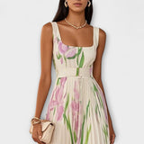 Foldet blomstret chiffon maxi-kjol
