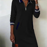 Karoll – Chic Langærmet Kjole i Bomuld