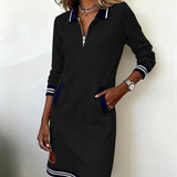 Karoll – Chic Langærmet Kjole i Bomuld