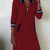 Karoll – Chic Langærmet Kjole i Bomuld