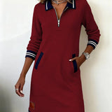 Karoll – Chic Langærmet Kjole i Bomuld