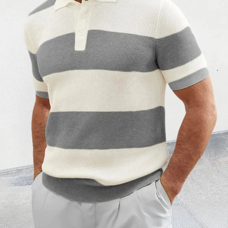 Peter - ribbet poloshirt med striber